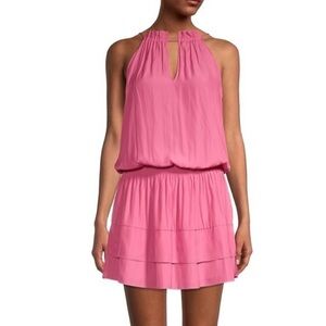 Ramy Brook | Mackie blouson mini dress Women’s size L tiered ruffle halter Pink